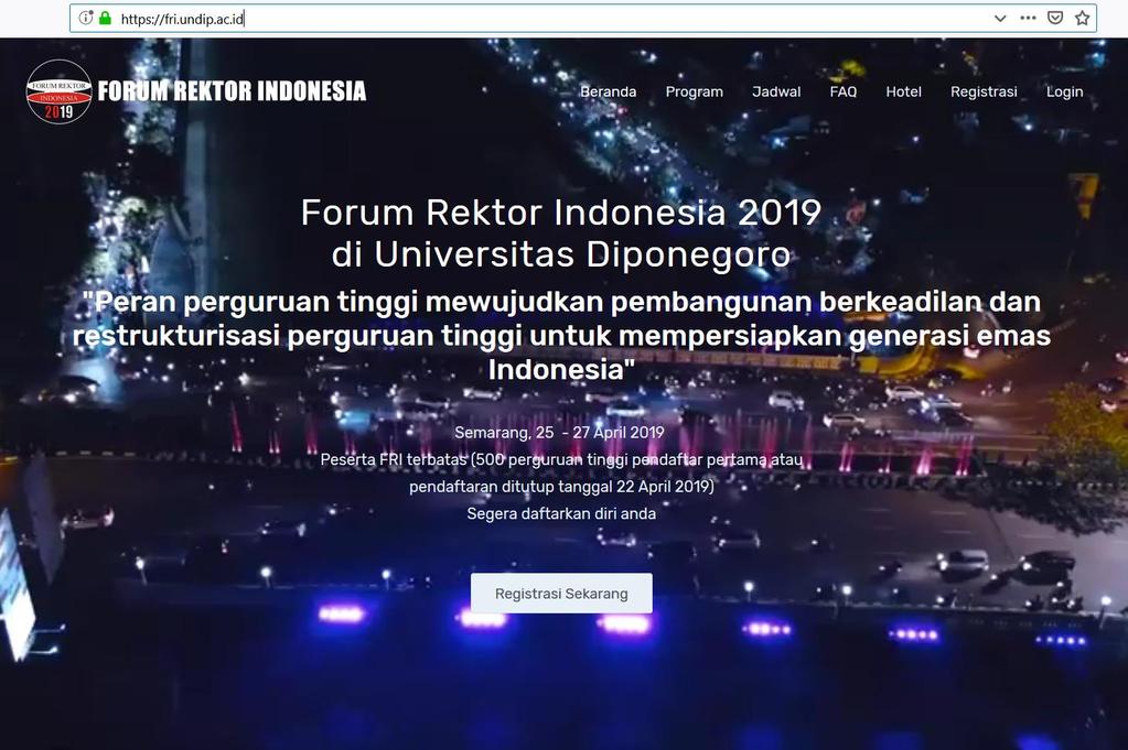Panduan Registrasi Forum Rektor Indonesia 2019 Universitas Diponegoro (https://fri.undip.ac.