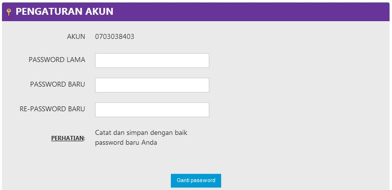 D-12. Ganti Password Dalam halaman ganti password, user dapat mengganti password dengan cara memasukan password lama dan