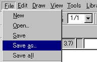 Dengan operasi di atas, jendela untuk menggambar skematik yang baru ditampilkan.dalam kondisi ini, file yang sebenarnya belum dibuat. Pilih menu File dan pilih "Save as...". File ini dibuat dengan operasi ini.