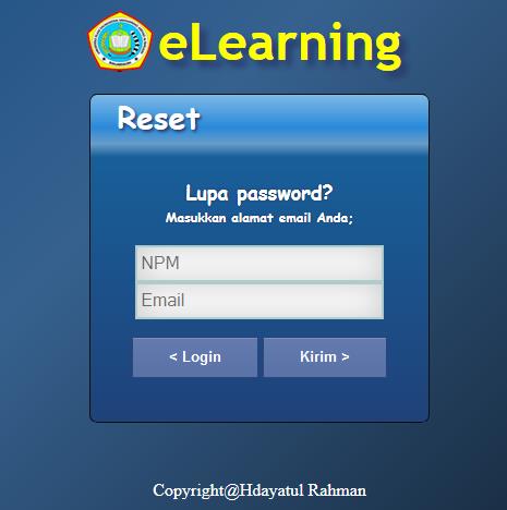 net Isikan username dan password Klik tombol Login Reset Password
