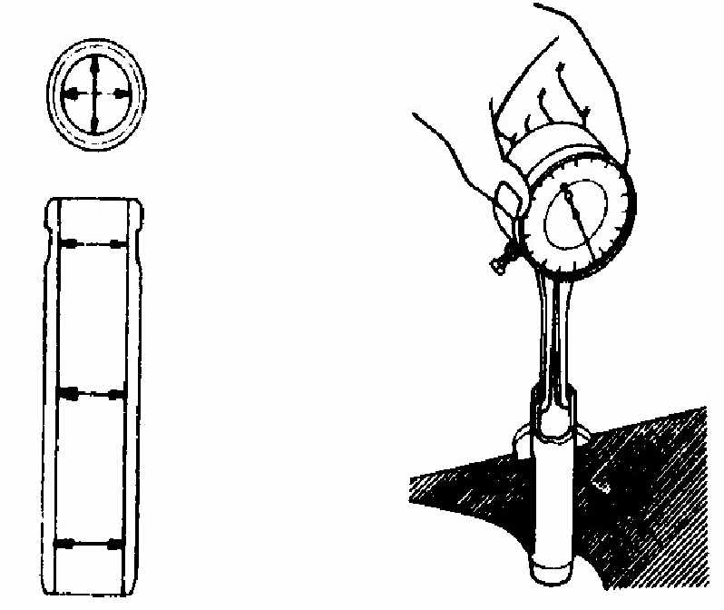 (1) Ukur diameter dalam dengan mistar geser, misal diperoleh hasil pengukurannya = 8,40 mm (2) Set mikrometer luar mendekati hasil pengukuran dengan mistar geser, misal : 8,50 mm (3) Tempatkan