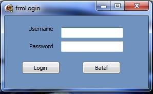 Tampilan Login Form login merupakan tampilan password,dan hak akses yang berfungsi untuk menjaga