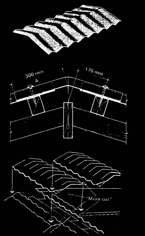 NOK PATENT GELOMBANG Gambar 12.58 Nok Patent Gelombang Hanya ada persediaan pada sudut 10º dan 15º untuk yang lain harus pesan. Tidak cocok untuk jurai pada atap piramida. Panjang efektif. 1.000 mm Lebar sayap.