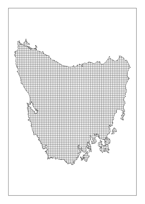 Langkah 1: Membuat Unit Perencanaan Di sini kita menggunakan Quantum GIS dan Qmarxan untuk menciptakan satu set unit perencanaan heksagonal atau persegi yang mencakup wilayah studi Tasmania.