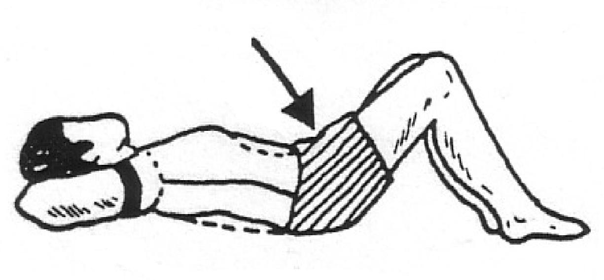 William Flexion Exercise 1. Berbaring dilantai dengan lutut dibengkokkan dan kedua tangan dilipat di belakang leher. Kaki rata di atas lantai.