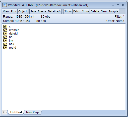 Setelah semua template Eviews siap, Tahap Ketiga adalah mengimpor data dari file Excel ke Workfile Eviews.