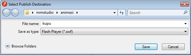 PNG(.png) apabila ingin mempublish file dalam bentuk image/gambar dengan format PNG. File ini dapat digunakan untuk diupload ke internet. Windows Projector (.
