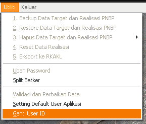 Gambar 11 : Mengubah user ID Setelah login maka tampilan awal aplikasi TRPNBP ver4.
