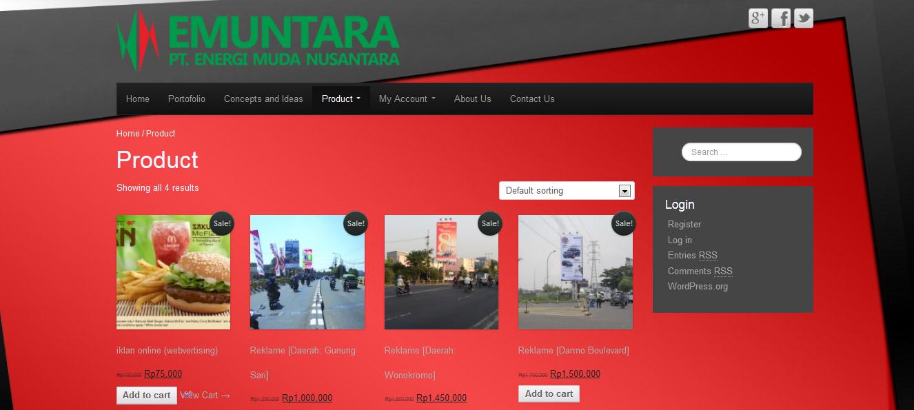 5. Product Ketika seorang pengunjung memilih menu Product pada website Emuntara, maka pengunjung akan diarahkan pada halaman