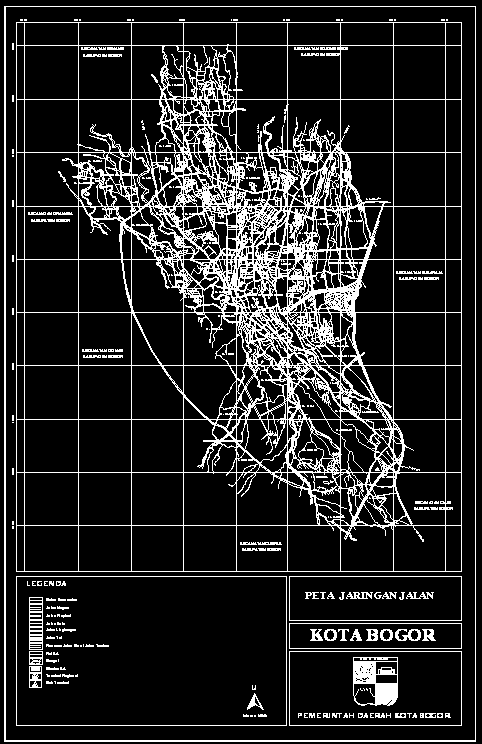Gambar 4.1. Peta Jaringan Jalan Kota Bogor Panjang jalan yang ada di Kota Bogor pada tahun 2004 adalah sekitar 620.595 km, terdiri atas jalan negara sepanjang 33.