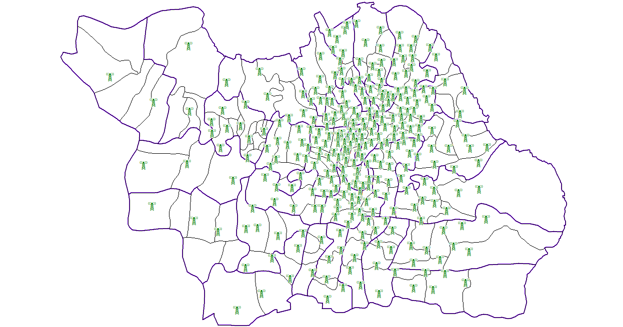 33 4.1.1 Peta Surabaya Dengan Jumlah Menara. Gambar 4.2 Peta Surabaya dengan jumlah menara. (www.dinkominfo.surabaya.go.id) Gambar 4.