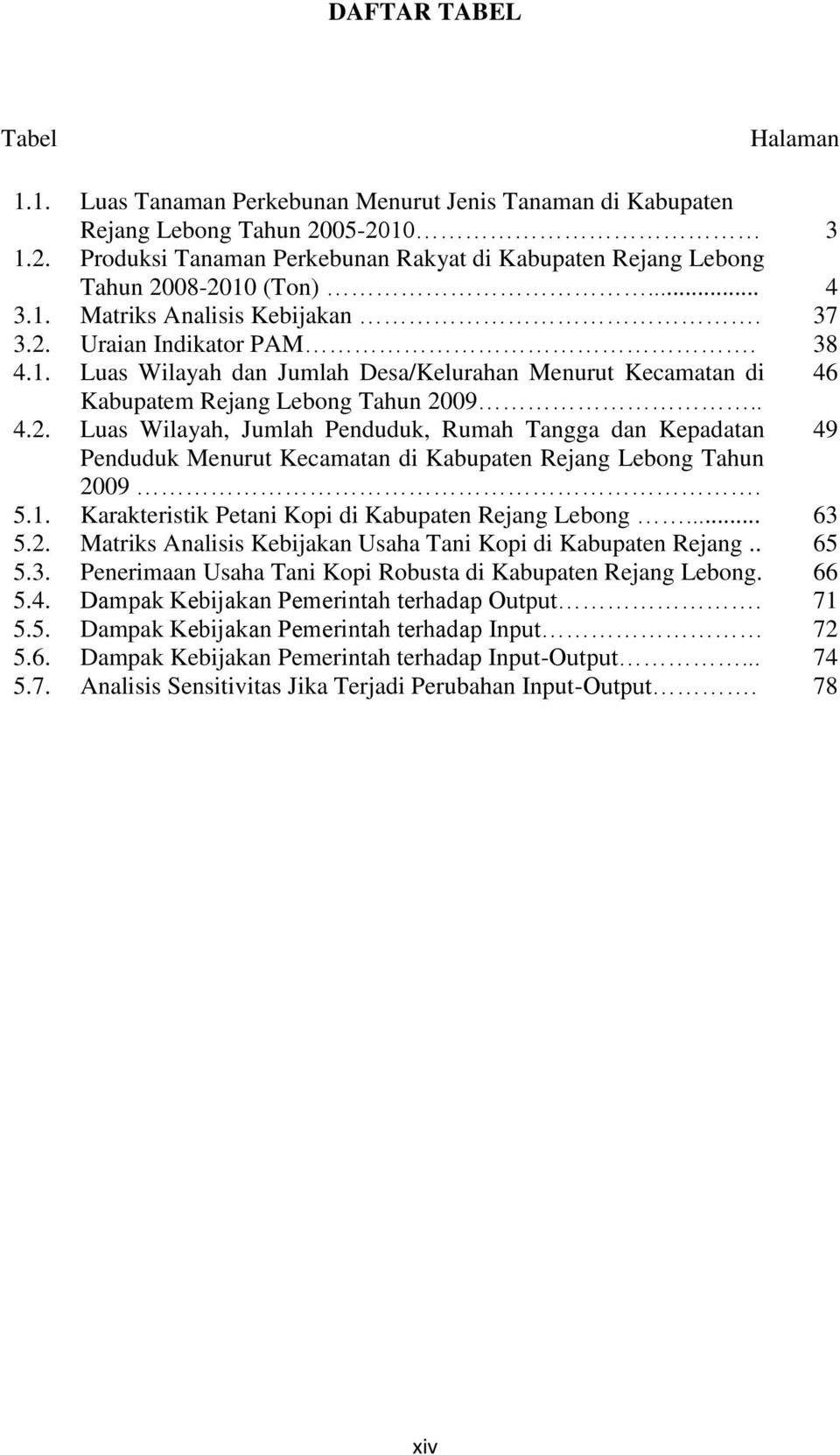 .. Matriks Analisis Kebijakan. Uraian Indikator PAM. Luas Wilayah dan Jumlah Desa/Kelurahan Menurut Kecamatan di Kabupatem Rejang Lebong Tahun 2009.