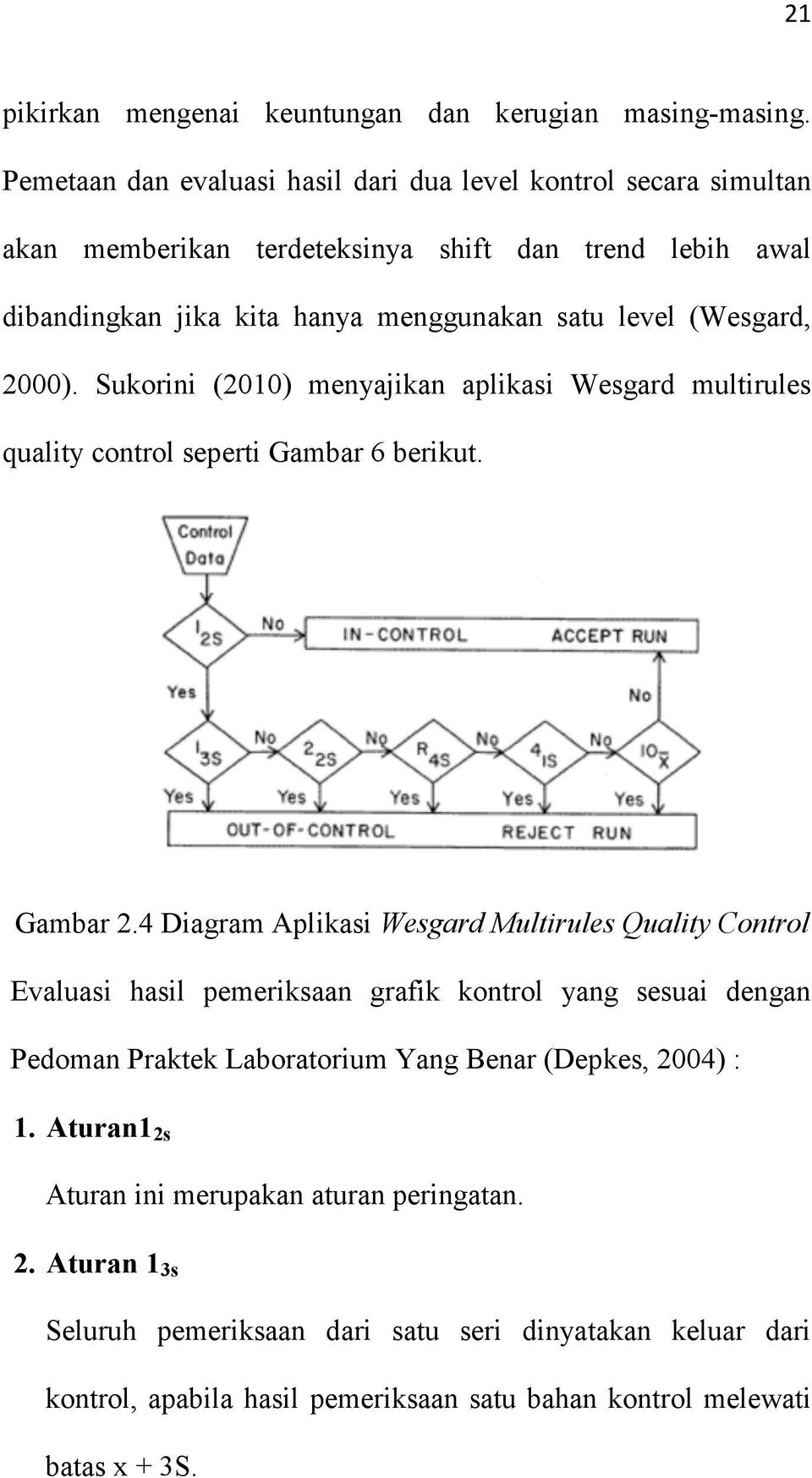 (Wesgard, 2000). Sukorini (2010) menyajikan aplikasi Wesgard multirules quality control seperti Gambar 6 berikut. Gambar 2.