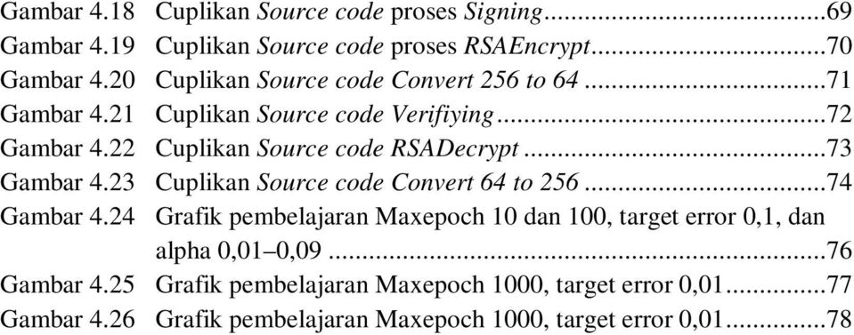 22 Cuplikan Source code RSADecrypt...73 Gambar 4.23 Cuplikan Source code Convert 64 to 256...74 Gambar 4.