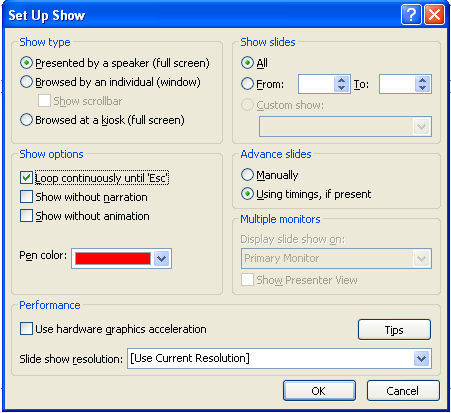 Pada bagian Advance Slide, checklist On mouse click jika mengingikan transisi (Perpindahan slide) terjadi dengan mengklik mouse.
