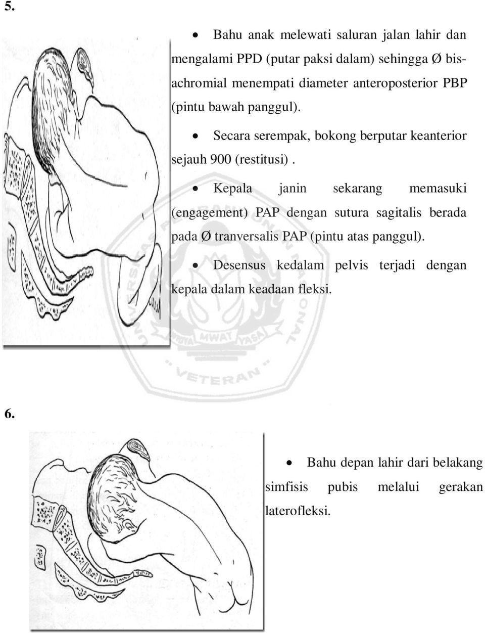 Kepala janin sekarang memasuki (engagement) PAP dengan sutura sagitalis berada pada Ø tranversalis PAP (pintu atas panggul).