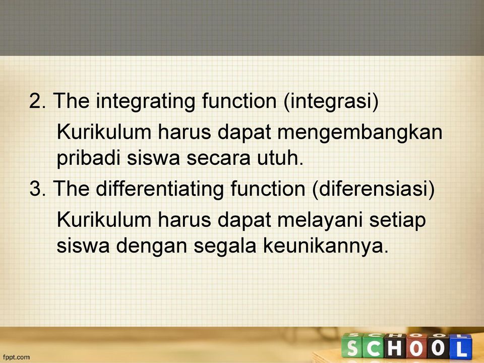 The differentiating function (diferensiasi) Kurikulum