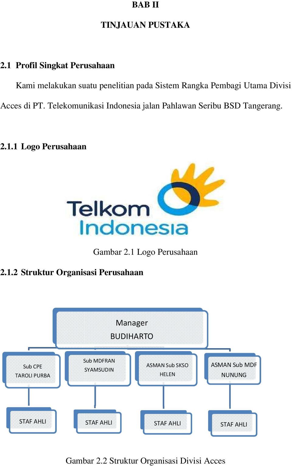 Telekomunikasi Indonesia jalan Pahlawan Seribu BSD Tangerang. 2.1.1 Logo Perusahaan 2.1.2 Struktur Organisasi Perusahaan Gambar 2.