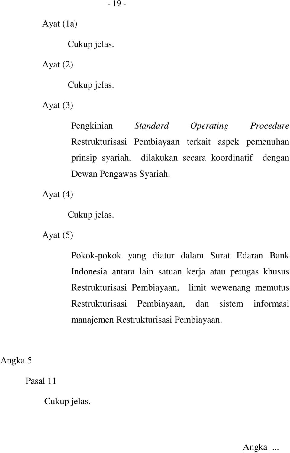 Ayat (4) Ayat (5) Pokok-pokok yang diatur dalam Surat Edaran Bank Indonesia antara lain satuan kerja atau petugas khusus