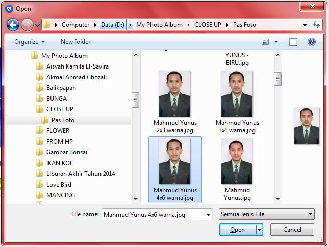 Pilih file Foto CAMABA dan klik tombol [B.8] 7. Klik tombol [B.