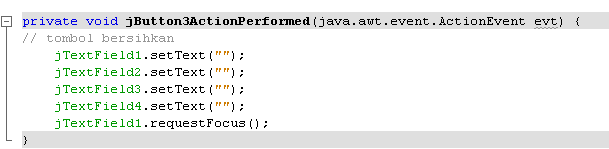 Nilai C >= 70 <= 59 Tidak Lulus Masukkan syntac di bawah ini untuk mengarahkan kursos agar berada pada kotak isian JTextField paling atas dengan cara klik kanan pada JFrame