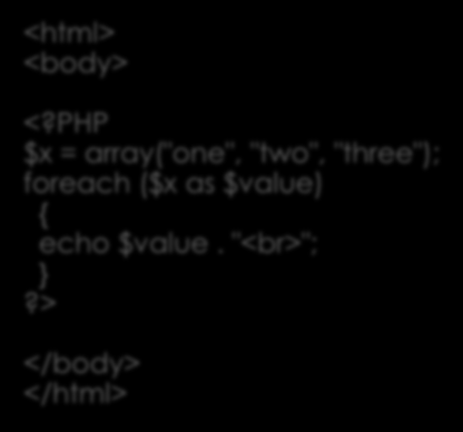 Contoh foreach Loop <html> <body> <?