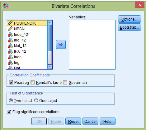 Analysis 3. Correlation 1. Klik menu analyze Correlate Bivariate : 2.