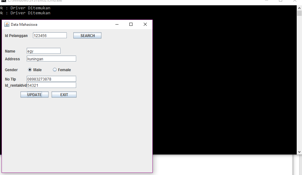 BAB III JDBC A. Tabel pelanggan 1.1 input pelanggan I.2.screenshoot 1.3.