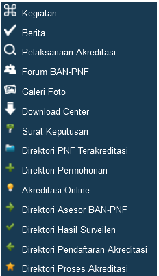 INFORMASI WEBSITE BAN PAUD DAN PNF http://www.banpnf.or.id/ Link yang terkait dengan akreditasi PNF : Direktori Surat Keputusan : http://web.banpnf.or.id/index.