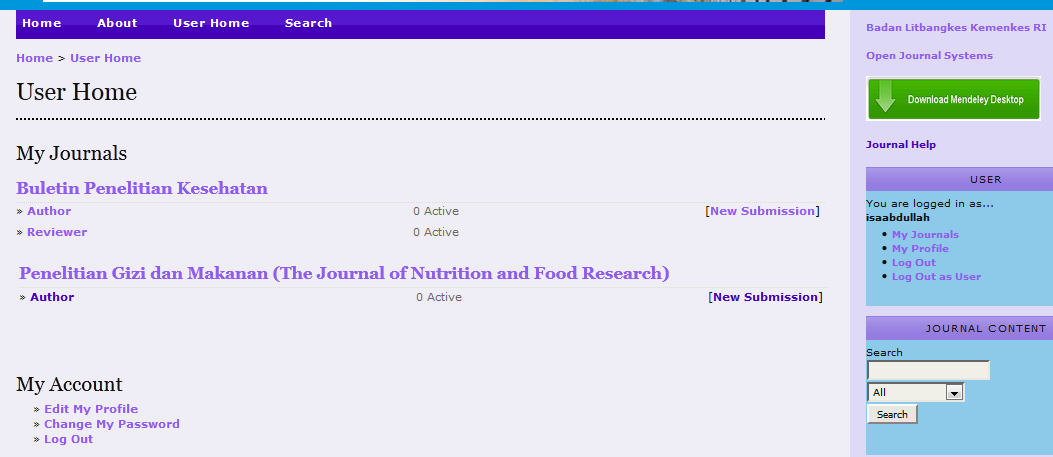 Buletin Penelitian Kesehatan, dan jurnal berikutnya yang telah Anda mendaftar