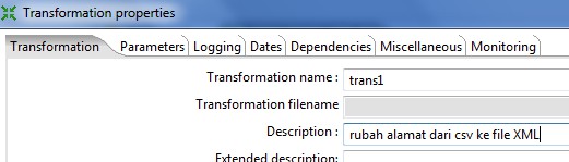 Sekarang transformasi sudah siap dijalankan. Tekan tombol play dan klik Launch Transformasi akan menghasilkan file XML out.