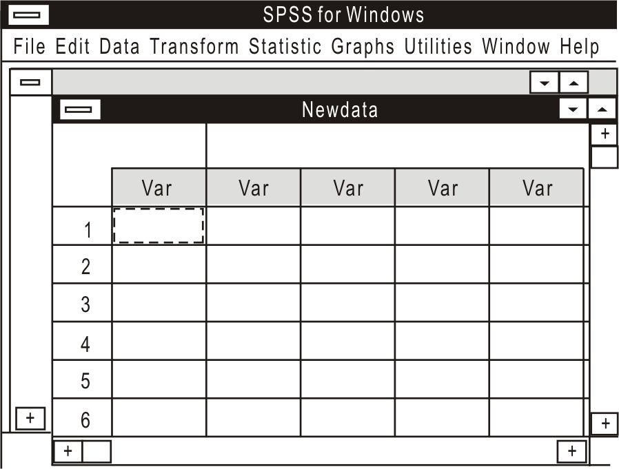U Kegiatan Belajar 2 Penggunaan Aplikasi Komputer ntuk menggunakan program SPSS (di bawah Windows) pilihlah icon SPSS. Setelah itu akan muncul kotak-kotak yang siap Anda isikan dengan data.