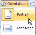 PENGATURAN HALAMAN (PAGE LAYOUT) Klik menu Page Layout Frame Orientation Digunakan untuk menetukan arah percetakan halaman.