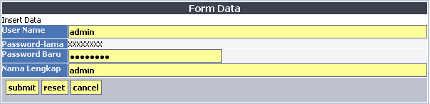 Profile Profile adalah Modul untuk memasukkan profile dan password user. a. Langkah-Langkah membuat data: 1. Pilih menu Profile 2. Lalu akan muncul form berikut dibawah ini 3.