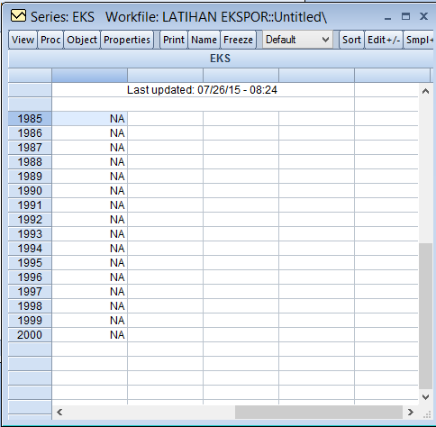 Setelah itu variabel EKS, HRG dan KURS yang tadinya belum ada template di Workfile, maka sekarang sudah ada, seperti tertampil pada gambar berikut ini : d) CoPas Data.