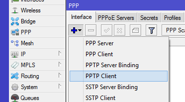 Langkah #2 Membuat PPTP Client di
