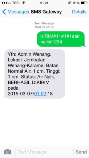 Manado menggunakan SMS yang dilakukan oleh petugas penjaga (Admin). Gambar 5.