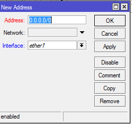 6. Mensetting alamat port yang terhubung pada pc dengan memilih: IP- Address 7. Memilih add (gambar plus merah) Gb. Memilih address pada tab IP Lalu ganti address menjadi: 10.10.40.