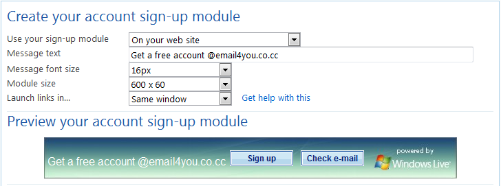 Sign-Up Module Juga merupakan sub menu dari Open Membership. Merupakan promotion tools yang bisa membuat banner berisi promosi email gratis.