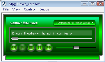 Bab 7 Membuat Aplikasi Mp3 Player 215 Kembali ke modus edit dokumen tekan Ctrl + E, lalu jalankan movie. Maka akan tampak animasi masking teks yang bergerak dari kanan ke kiri. Gambar 7.