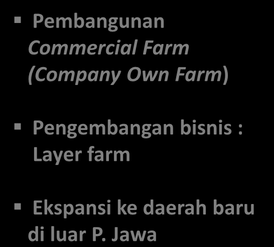 STRATEGI PER SEGMEN Feedmill Breeding Farming Pembangunan Commercial Farm (Company Own Farm)