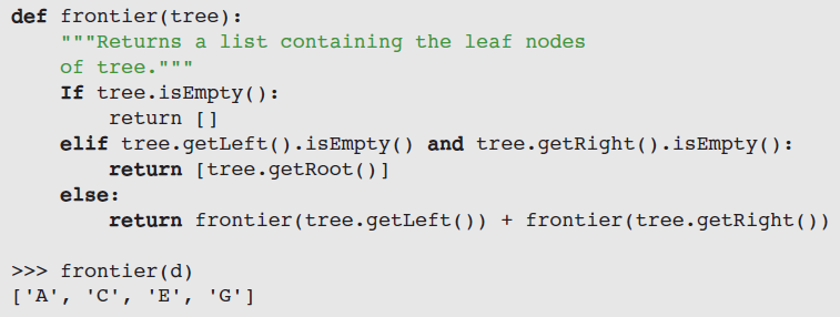 Pemrosesan Pohon Biner frontier meminta parameter pohon biner dan mengembalikan suatu list Dua kasus