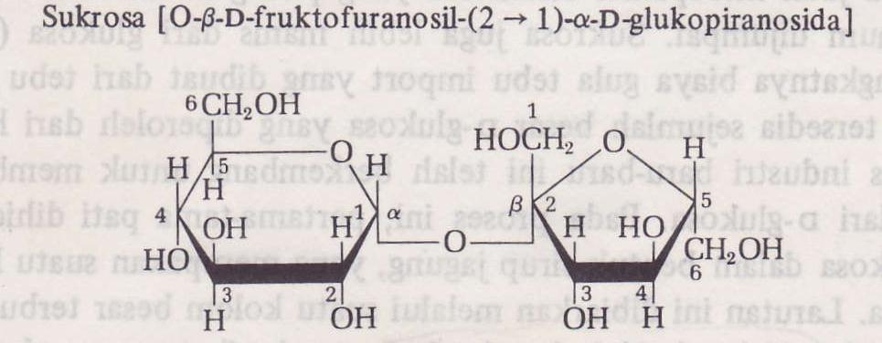 c. sukrosa Disebut juga gula tebu Terdiri dr glukosa dan fruktosa Tdk terdpt C anomer bebas,