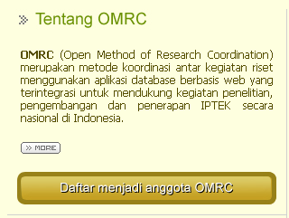 1.3. Pendaftaran Member Untuk menjadi member OMRC-DRN, maka pengunjung website cukup mengklik link menu Daftar menjadi member OMRC yang terdapat pada sebelah kiri halaman, dibawah jendela Tentang
