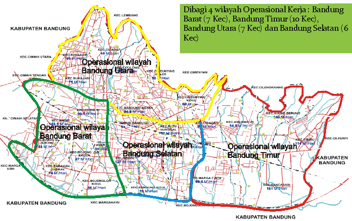 Gambar 2. 12 Peta Pelayanan Persampahan di Kota Bandung Sumber : PD Kebersihan.