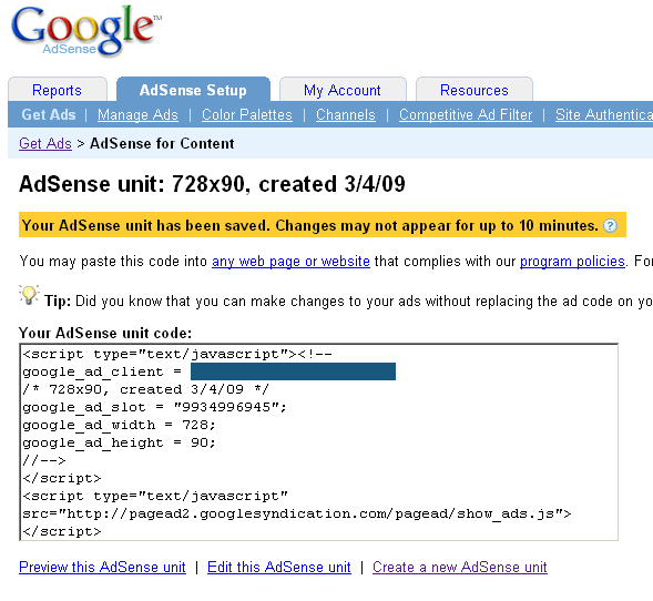 Memasang Google Adsense Copy