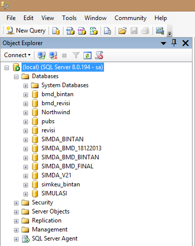 Klik tanda + untuk membuka root tree, lalu pilihlah nama database yang akan dilakukan backup.