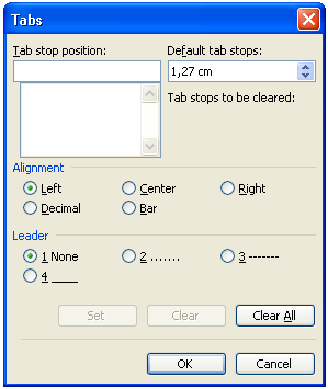 Latihan 3 1. Gunakan tab stop dengan ketentuan sebagai berikut : Left tab : 1,5 cm Center tab : 9 cm Right tab : 15 cm 2. Ketik teks berikut : Mengenal perangkat MS. Windows 2000 MS.