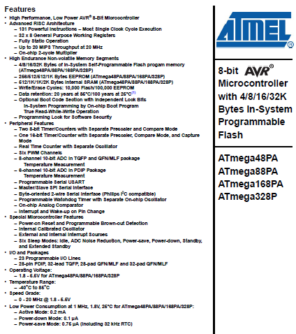 12 RISC) dari perusahaan Atmel. Pada mikrokontroller yang digunakan terdapat IC (Intergrated Circuit) yang diproduksi oleh perusahaan besar Atmel yaitu Atmega328P. Gambar 2.5 IC Atmega328P 2.2.1 Atmega328P Merupakan chip mikrokontroller AVR (Advenced Vertile RISC) keluaran perusahaan Atmel.
