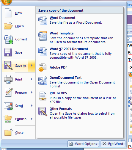 Gambar 8. Menyimpan file dalam format PDF 5. Kalukan proses penyimpanan seperti biasanya. Langkah ini dapat dilakukan, baik di Ms. Office 2003 maupun Ms. Office 2007. 6. Langkah kedua. Pada Ms.